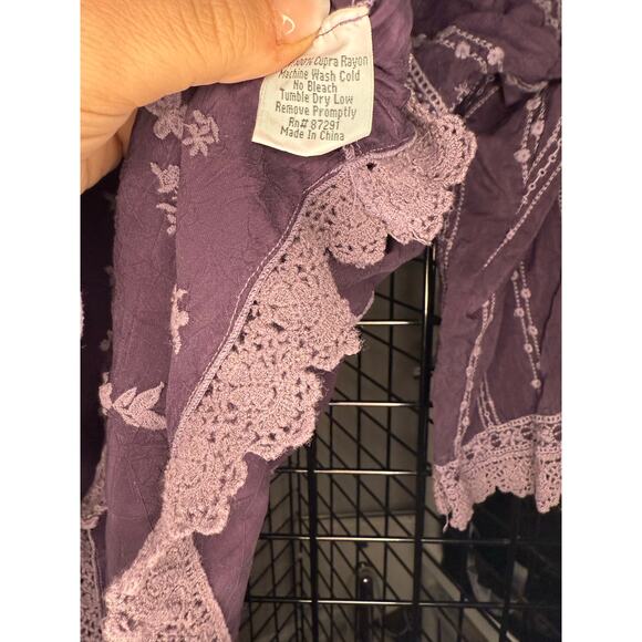 Johnny Was Merlot Embroidered Tunic Women's Size L - Picture 3 of 4